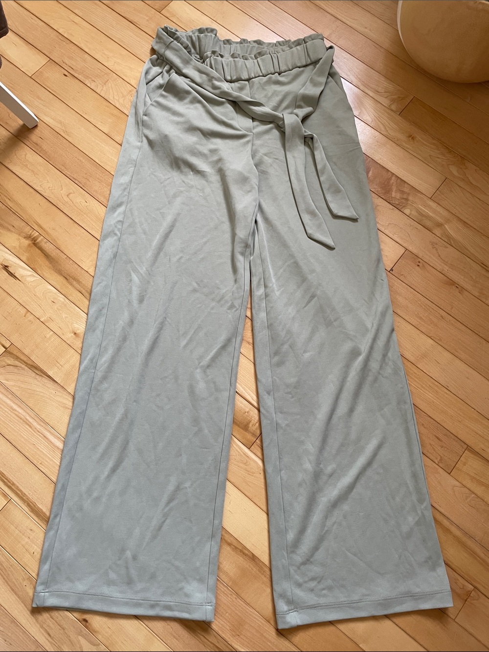 RW&CO. Light Sage Green Elastic Waist Wide Leg Pants